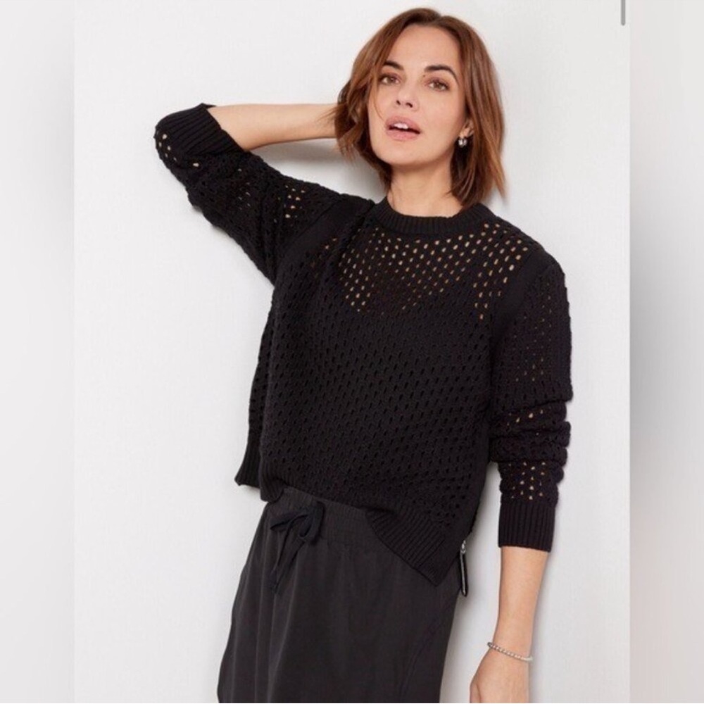 Varley Black Hains Knit Crew Sweater M